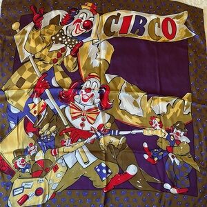 Vintage, Silk, Circus, Clown Scarf, Gorgeous Colours!